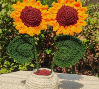 Crochet Sunflower with Vase